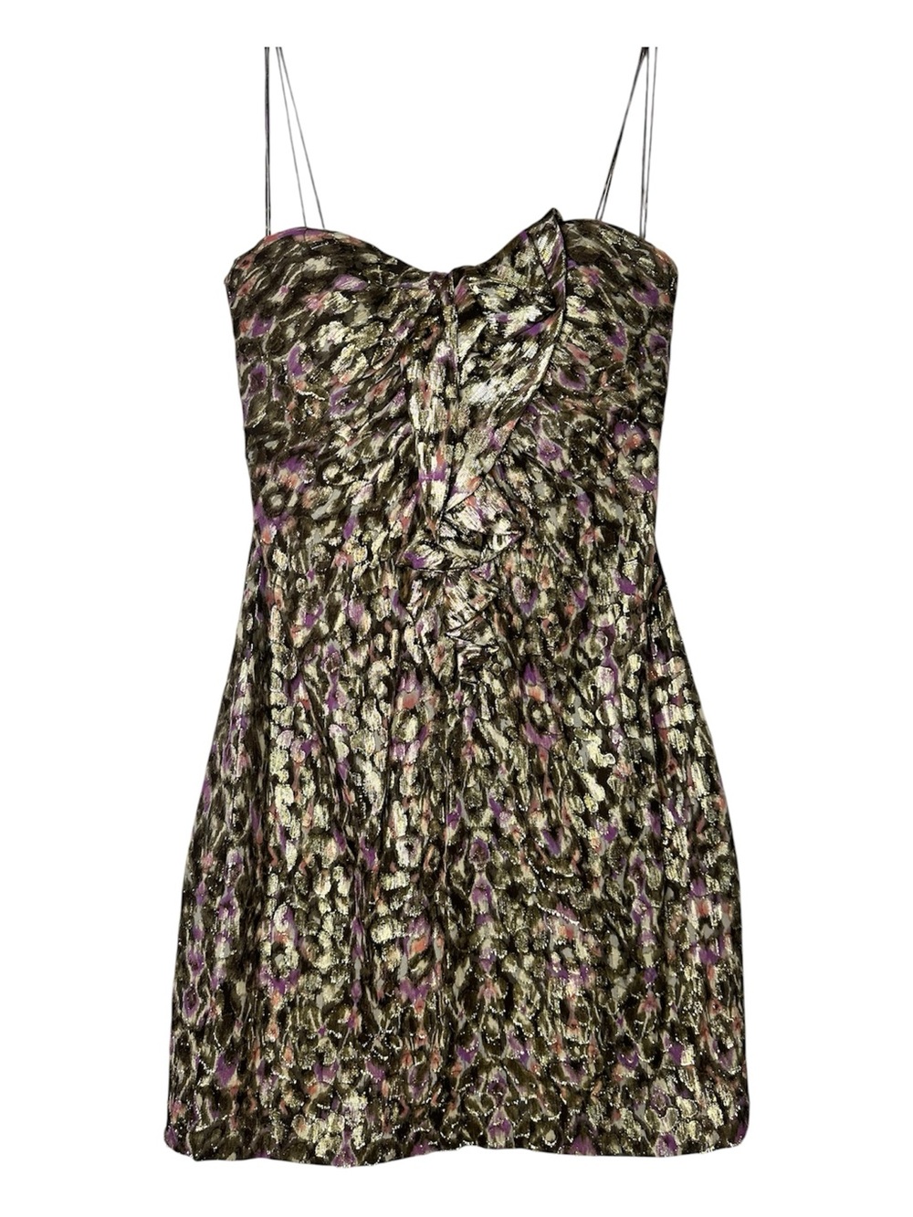 Elie Tahari XS Metallic Abstract Print Silk Corset Mini Dress Y2K Cocktail